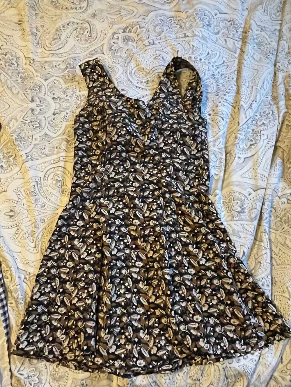 Urban Renewal Dress with Black, Brown, and White Floral Print